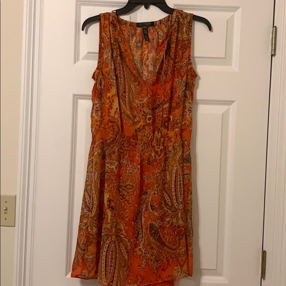 Ralph Lauren orange print sleeves dress